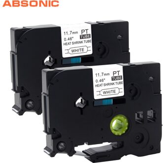 Absonic 2 Pcs HSe-231 HSE231 17.7 Mm X 1.5 M Zwart Op Wit Krimpkous Label Tape Compatibel Voor brother PTE300 PTE500 PTE550W