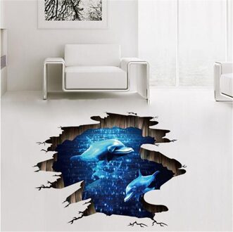 Abstract Cliff Trappen Dolfijn Cosmic Space 3D Effect Vloer Muursticker Home Decor Kinderen Slaapkamer Decals Woondecoratie 7521