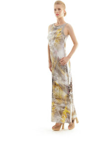 Abstract Dierenprint Maxi Jurk Taupe