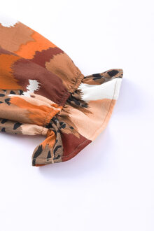 Abstract Geprinte Lange Mouw Blouse Bruin