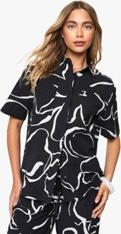 Abstract Overhemd Met Bloemrijke Textuur, Black - 34
