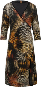 Abstracte cross-over jurk met dierenprint Bruin - EU 42 / UK 14