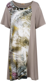 Abstracte dierenprint korte mouwen stretch jersey jurk Plus Size Veelkleurig