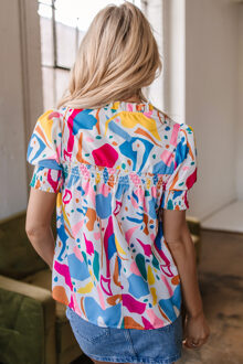 Abstracte Print Blouse Wit