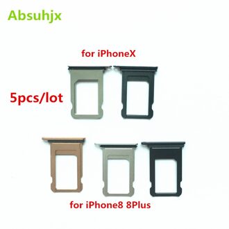Absuhjx 5pcs SIM Card Tray voor iPhone X 8 7 Plus Sim-kaart Houder Slot Reader Adapter Vervangende Onderdelen 5x for iPhone 8