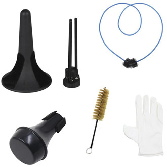 ABUO-6 in 1 Trumpet Maintenance Cleaning Tool Kit Trumpet Stand 1Pcs Brushes +Mute+Gloves Set