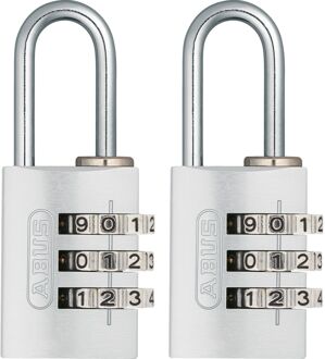ABUS Combinatieslot Ca2/20 - Massief Aluminium Voor Kluisje - Behuizing 20mm - Set Van 2 Stuks