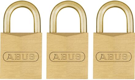 ABUS Hangslotenset Met Sleutel Kbmb1/15 - Massief Messing Voor Koffer Waterbestendig - Behuizing 15mm - Set Van 3 Stuks