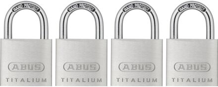 ABUS Hangslotset Met Sleutel Titalium Tkti23/30 - Aluminium Voor Kluisje - Behuizing 30mm - Set Van 4 Stuks