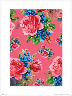 ABYSTYLE Kunstdruk Vintage Flowers Pink 50x70cm Divers - 50x70 cm