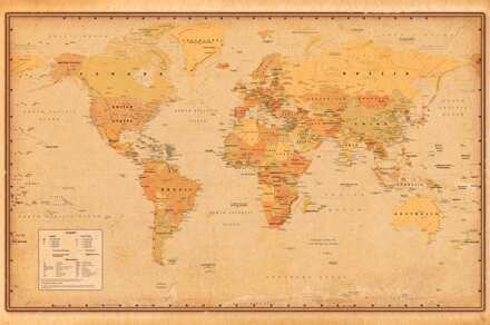 ABYSTYLE Poster Harper Collins Antique World Map 21 91,5x61cm Divers - 91.5x61 cm