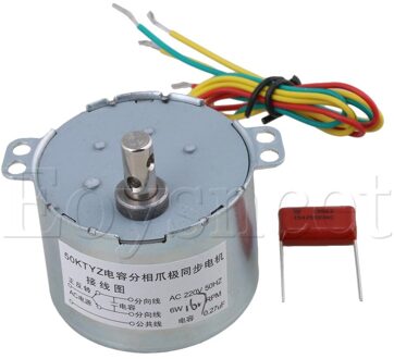 Ac 220V Metalen Shell Zilver 50Hz 6W Omkeerbare Gear Synchrone Motor 16.7 Rpm