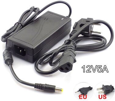 Ac Dc 240V 12V 5A Us Eu Plug Led Power Adapter Supply Charger Driver Adapter Voor Led Strip lamp Licht 5.5Mm X 2.1Mm eu stekker