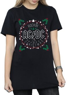 AC/DC Dames/Dames Kerstmis Cirkel Katoenen Vriendje T-shirt (Zwart) - S