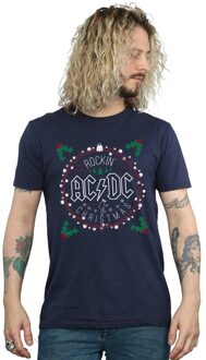 AC/DC Heren Kerstmis Cirkel T-Shirt (Marineblauw) Navy - XL