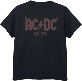 AC/DC Jongens Hoorn Logo T-Shirt (Zwart) - maat 9-11J / 128cm-146cm