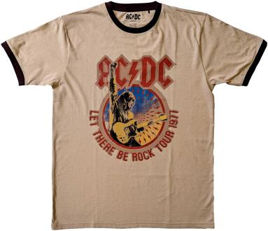 AC/DC Unisex volwassen Let There Be Rock Tour 1977 Ringer T-shirt (Zand)