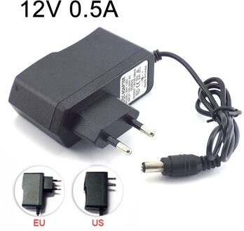 Ac Naar Dc 100-240V Camera Power Adapter Voeding Lader 12V 0.5A 500mA Voor Led Strip Licht 5.5Mm X 2.1Mm Us/Eu/Au ons aansluiten