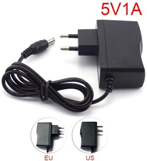 Ac Naar Dc 5V 1A 1000mA Power Adapter Voeding Lader Eu Plug 100V-240V Converter Adapter 5.5X2.1Mm Voor Led Strip Cctv Camera L19 eu stekker