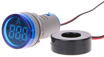 AC220V 22 Mm Digitale Ampèremeter 0-100A Current Monitor Meter Signaal Lamp Amperemeters W-Winkel D24_A Blauw