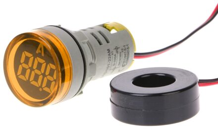 AC220V 22 Mm Digitale Ampèremeter 0-100A Current Monitor Meter Signaal Lamp Amperemeters W-Winkel D24_A Geel