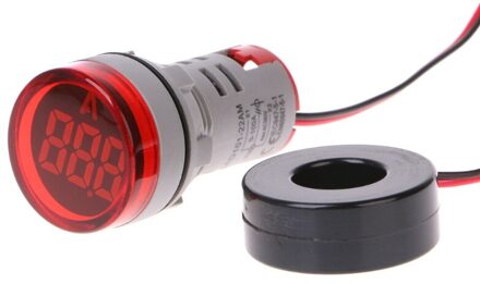 AC220V 22 Mm Digitale Ampèremeter 0-100A Current Monitor Meter Signaal Lamp Amperemeters W-Winkel D24_A Rood
