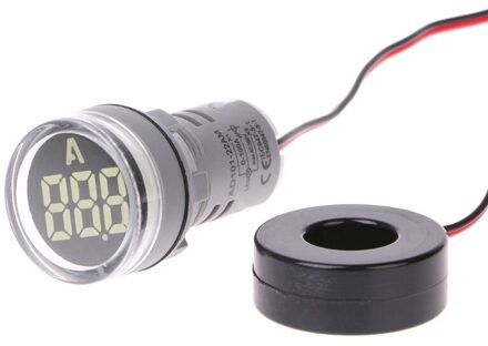 AC220V 22 Mm Digitale Ampèremeter 0-100A Current Monitor Meter Signaal Lamp Amperemeters W-Winkel D24_A wit