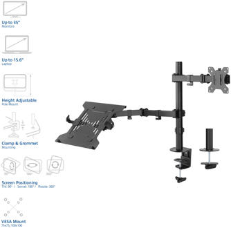 AC8305 monitorarm en laptophouder