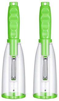 AC86 -2 Stuks Van Dunschiller Met Container Roestvrijstalen Mes Voor Zowel Fruit En Groente