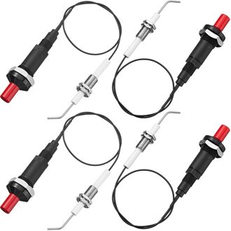 AC86 -4 Stuks Propaan Push-Type Piezo Ontsteker Kit Met Schroefdraad Keramische Elektrode Ontsteking Plug Draad 30 Cm voor Gas Grill