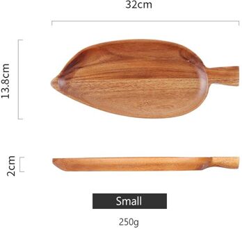 Acacia Hout Massief Houten Plaat Bladvorm Hout Gerechten Dessert Brood Plaat Noten Snack Platen Taart Houten Lade Keukengerei Leaf-klein