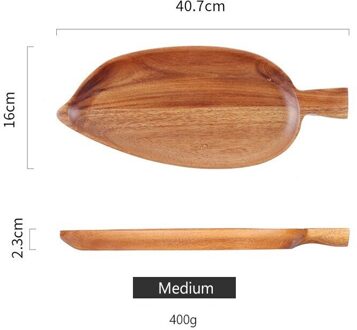 Acacia Hout Massief Houten Plaat Bladvorm Hout Gerechten Dessert Brood Plaat Noten Snack Platen Taart Houten Lade Keukengerei Leaf-medium