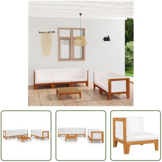 Acacia Lounge Set - Hoekbank 68.5x68.5x62 cm - Middenbank 66x68.5x62 cm - Tafel 68.5x68.5x24 cm - Wit