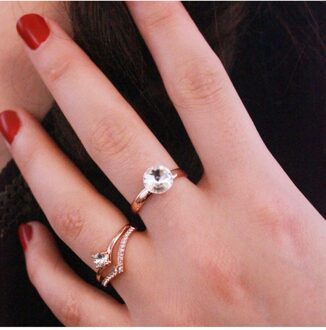 Acacia Ring - Oostenrijks Kristal Wit en roségoud - L 1/2