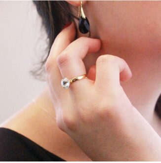 Acacia Ring - Oostenrijks Kristal Wit & Goud - L 1/2