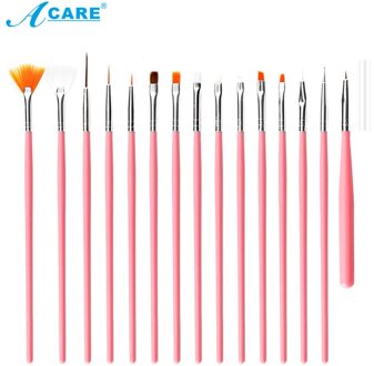 Acare 15 Stks/set Nail Borstel Voor Manicure Gel Brush Voor Nail Art Brush Acryl Liquid Powder Carving Gel Borstel C02