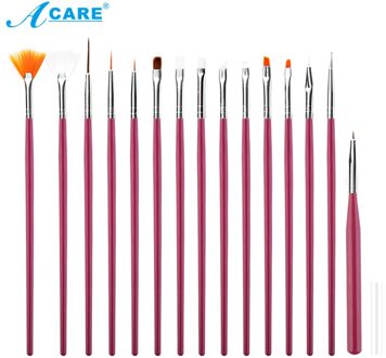Acare 15 Stks/set Nail Borstel Voor Manicure Gel Brush Voor Nail Art Brush Acryl Liquid Powder Carving Gel Borstel C05