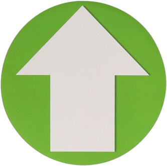 Accent pijl sticker - Rond Dia 15 cm - groen met witte pijl - Richting/route aanwijzen