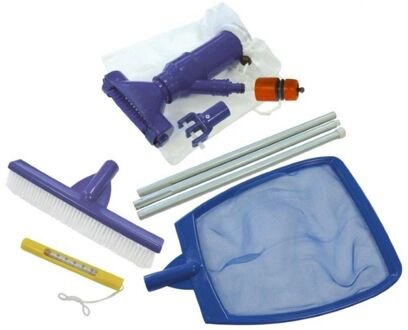 accessoirepakket zwembadreiniging blauw/wit 5-delig