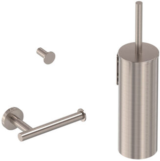 Accessoires Accessoireset bestaande uit borstelgarnituur toilethaakje en rolhouder Geborsteld nickel PVD 6801353 Nickel geborsteld (RVS)