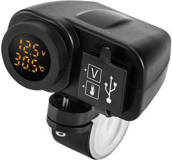 Accessoires Digitale Display Motorcycle Dual Usb Charger Voltmeter Thermometer Voor Mobiele Telefoon