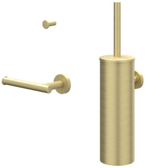 Accessoireset - borstelgarnituur - wand model - handdoekhaak klein - toiletrolhouder - Geborsteld mat goud PVD 6901164 Goud geborsteld PVD