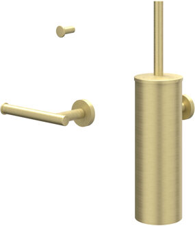 Accessoireset - borstelgarnituur - wand model - handdoekhaak klein - toiletrolhouder - Geborsteld mat goud PVD 6901164 Goud geborsteld