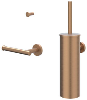 Accessoireset - borstelgarnituur - wand model - handdoekhaak klein - toiletrolhouder - Geborsteld mat koper PVD 6901165 Koper geborsteld