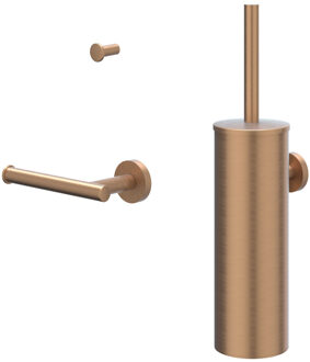 Accessoireset - borstelgarnituur - wand model - handdoekhaak klein - toiletrolhouder - Geborsteld mat koper PVD 6901165 Koper geborsteld