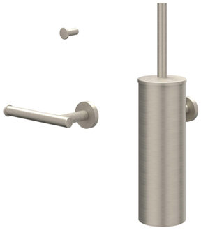 Accessoireset - borstelgarnituur - wand model - handdoekhaak klein - toiletrolhouder - Geborsteld nickel PVD 6901163 Nickel geborsteld (RVS)