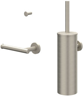 Accessoireset - borstelgarnituur - wand model - handdoekhaak klein - toiletrolhouder - Geborsteld nickel PVD 6901163 Nickel geborsteld (RVS)