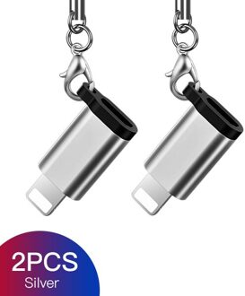 ! Accezz 4 Pc Otg Adapter Micro Usb Female Naar Verlichting 8 Pin Voor Iphone X Xs Max Xr 7 8 6S Plus Telefoon Data Sync Charger Converter 2stk zilver