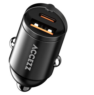 Accezz Autolader | Snellader met 2 poorten - USB-A 30 watt + USB-C 65 watt - Zwart - One size