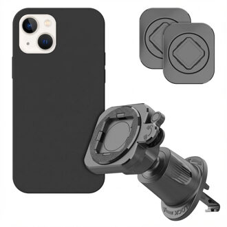 Accezz EasyLock telefoonhouder auto - inclusief hoesje voor de Apple iPhone 13 - Ventilatierooster - 360 graden draaibaar - Zwart - One size